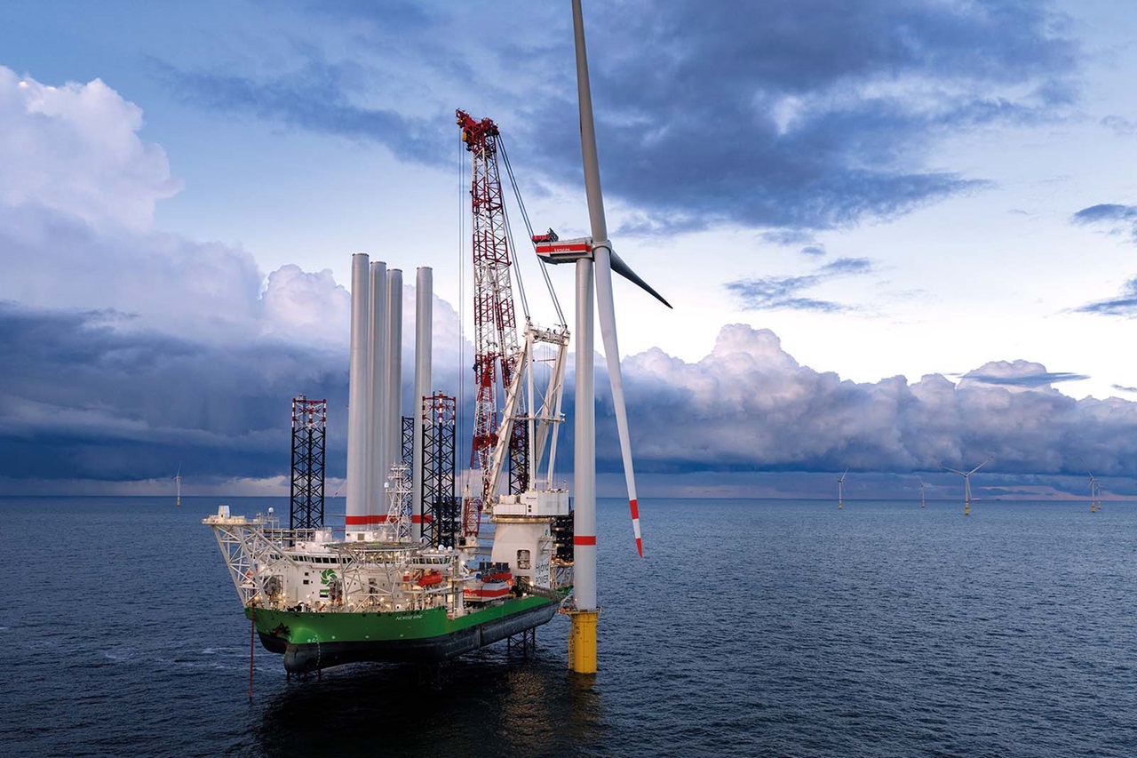 22nd wind turbine of the Nordseecluster now in place